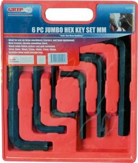 GRIP - HEX KEY SET - JUMBO METRIC - 6 PCE